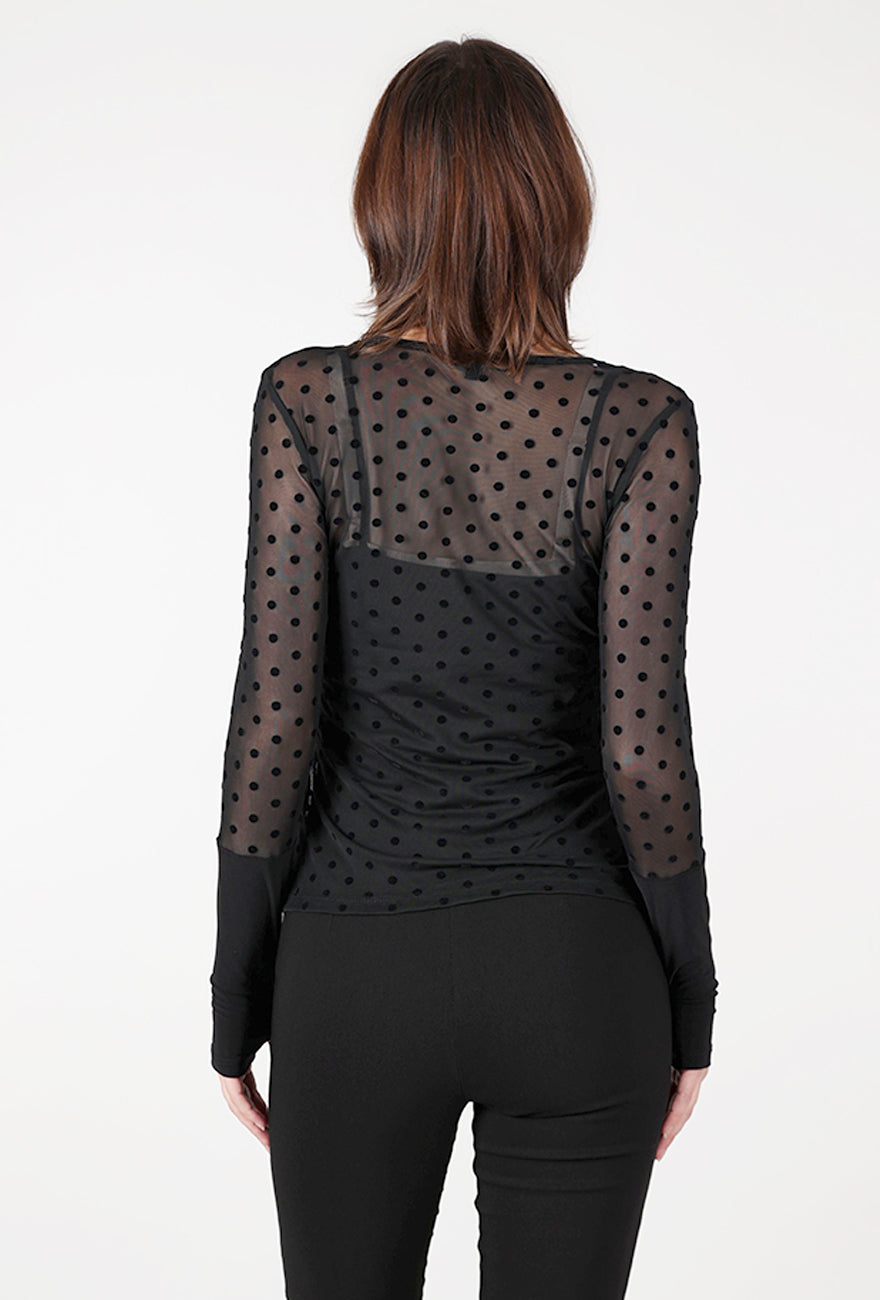 Merci Tee, Black Flocked Dot