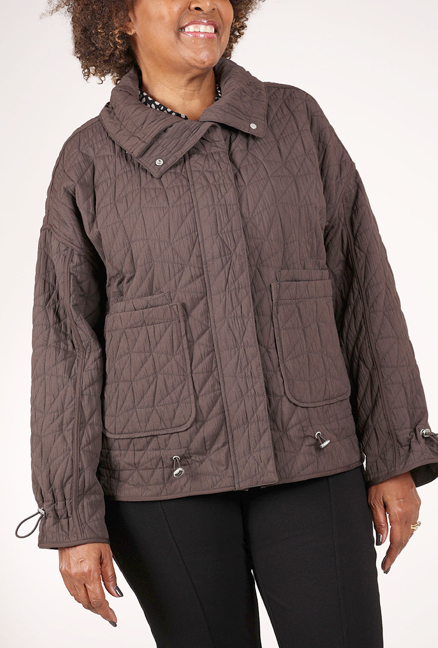 Olivia by Habitat Kaleidoscope Quilt Puffer, Chocolate 