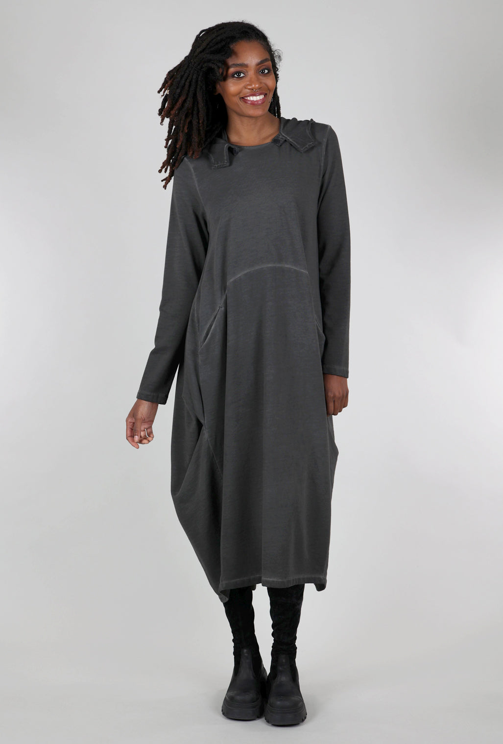 Pluslavie Hoodie Dress, Asphalt 