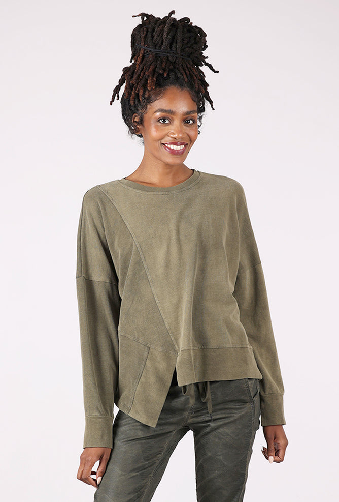 Alembika Asym Hem Sweatshirt, Olive 