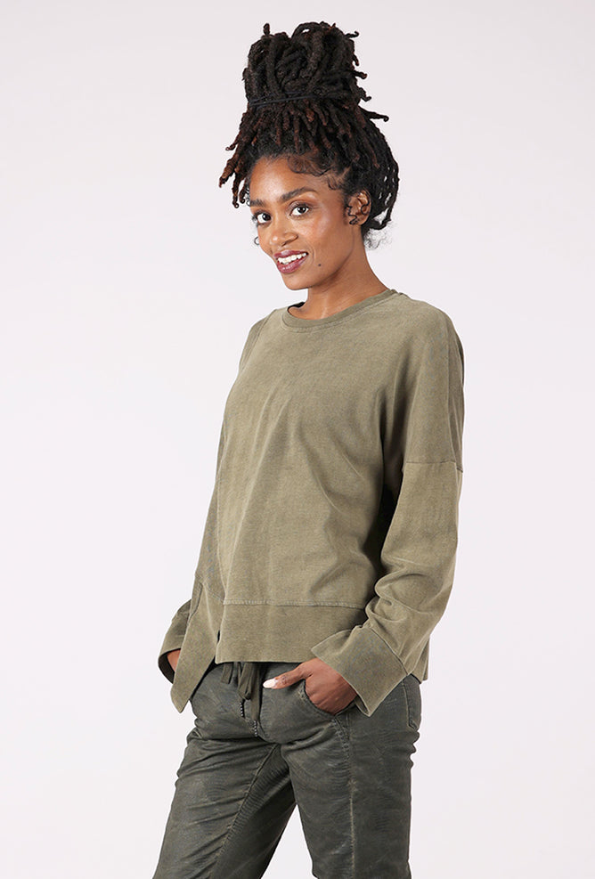 Alembika Asym Hem Sweatshirt, Olive 