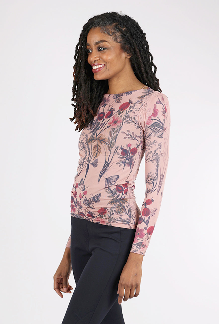 AMB Designs Second Skin Raw Edge Top, Hello Blossom/Ash Rose One Size Ash Rose