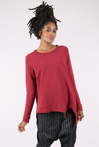 Moyuru Asym Texture Slub Pullover, Red 