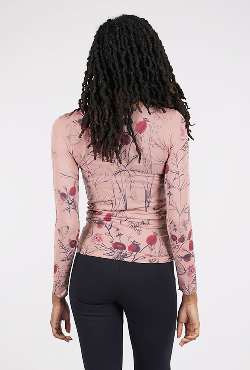 AMB Designs Second Skin Raw Edge Top, Hello Blossom/Ash Rose One Size Ash Rose