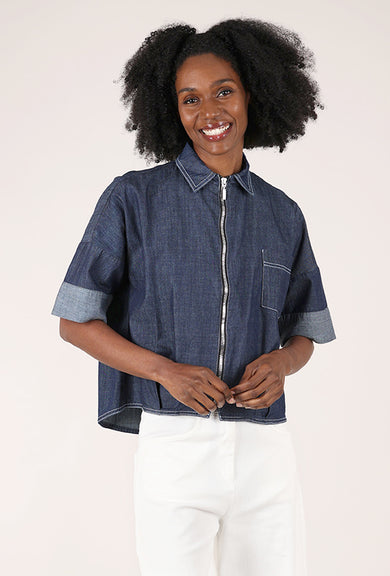 Denim Zip Shirt, Blue