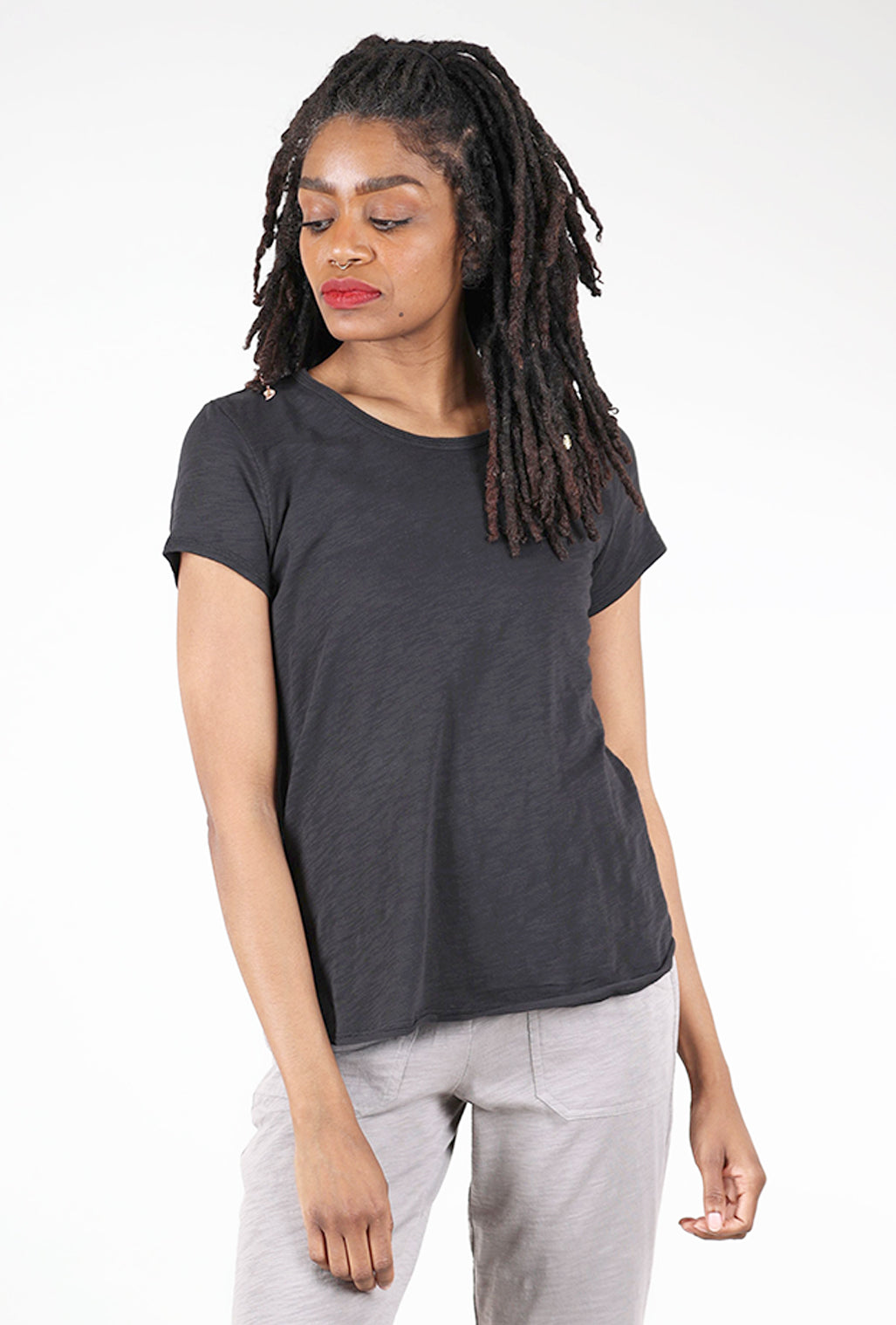 Escape by Habitat Cotton Slub Scoop Tee, Black 