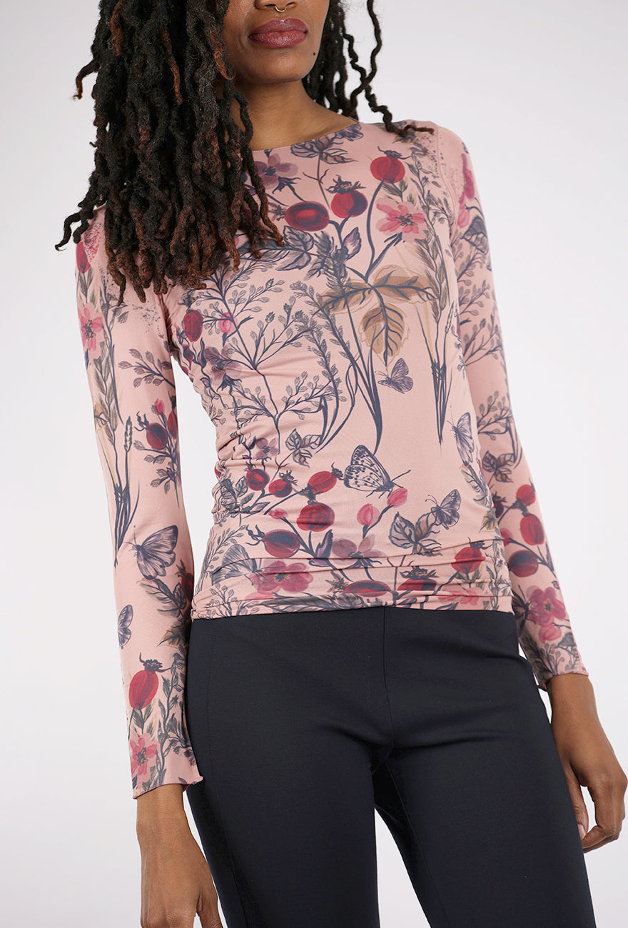 AMB Designs Second Skin Raw Edge Top, Hello Blossom/Ash Rose One Size Ash Rose