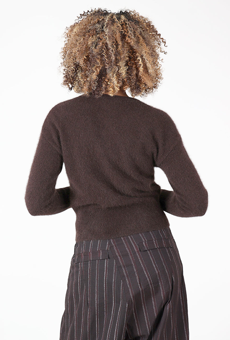 Cropped Zip Raccoon Cardie, Americano
