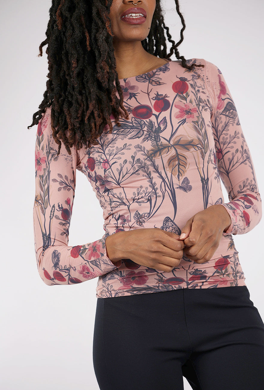 AMB Designs Second Skin Raw Edge Top, Hello Blossom/Ash Rose One Size Ash Rose