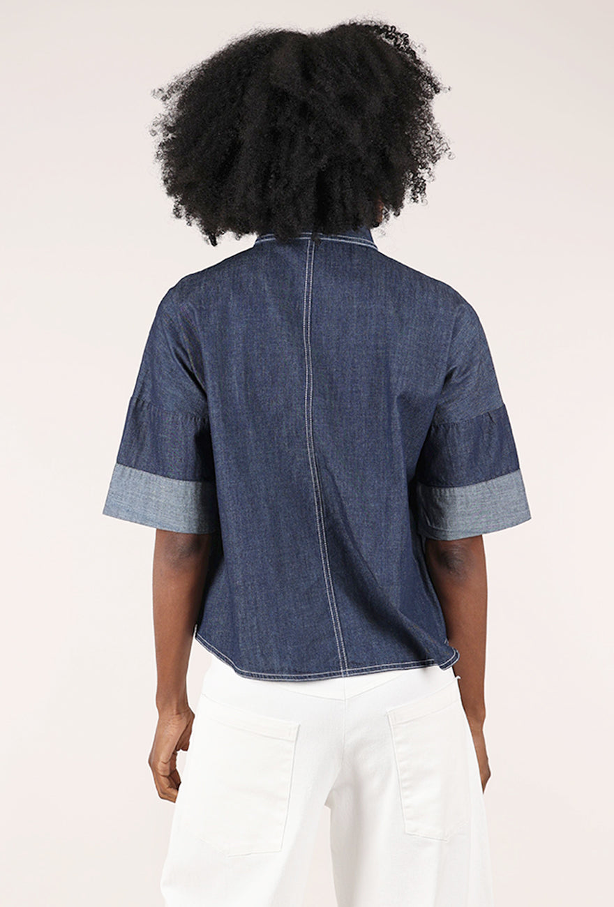 Denim Zip Shirt, Blue