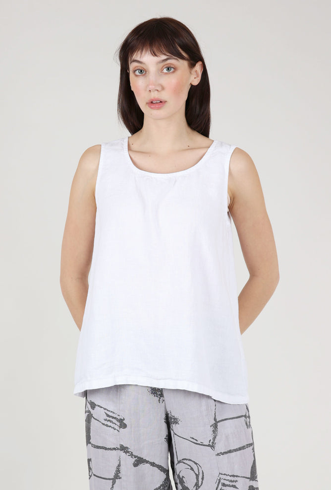 Fenini Boxy Linen Tank, White 