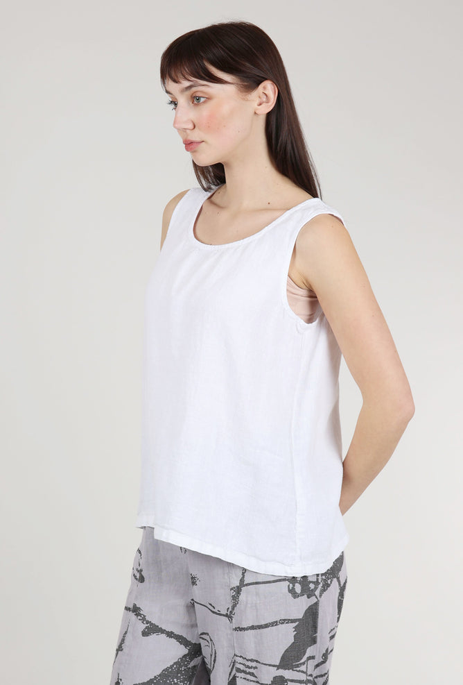 Fenini Boxy Linen Tank, White 