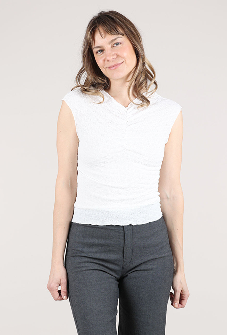 Grade & Gather Textured Shirred Top, Off-White 