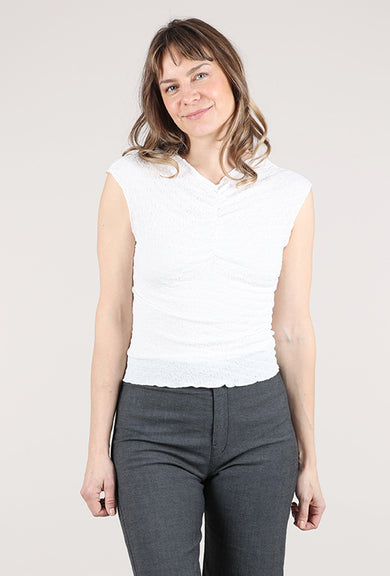 Grade & Gather Textured Shirred Top, Off-White 