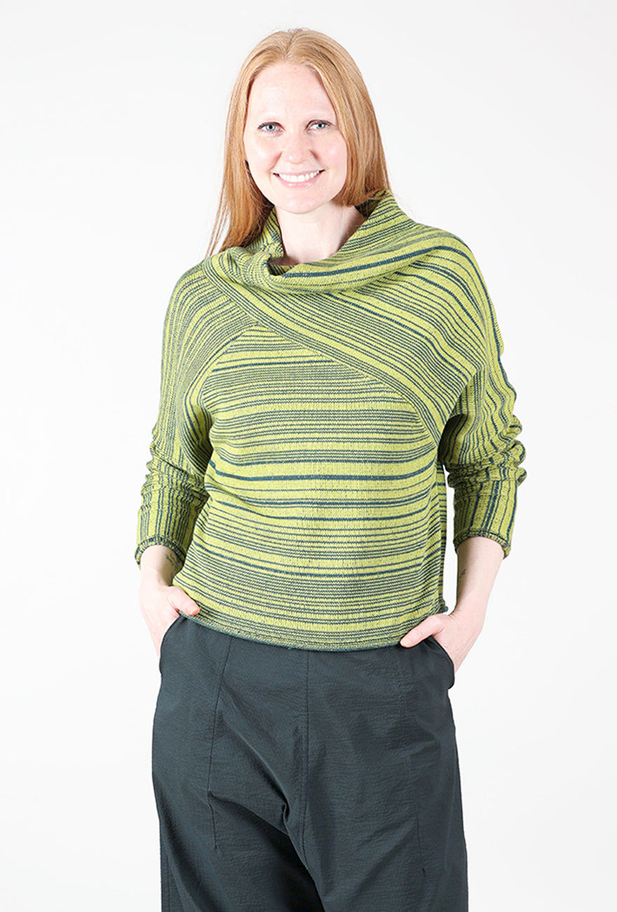 Reverse Stripe Crossbody Cowl, Spruce