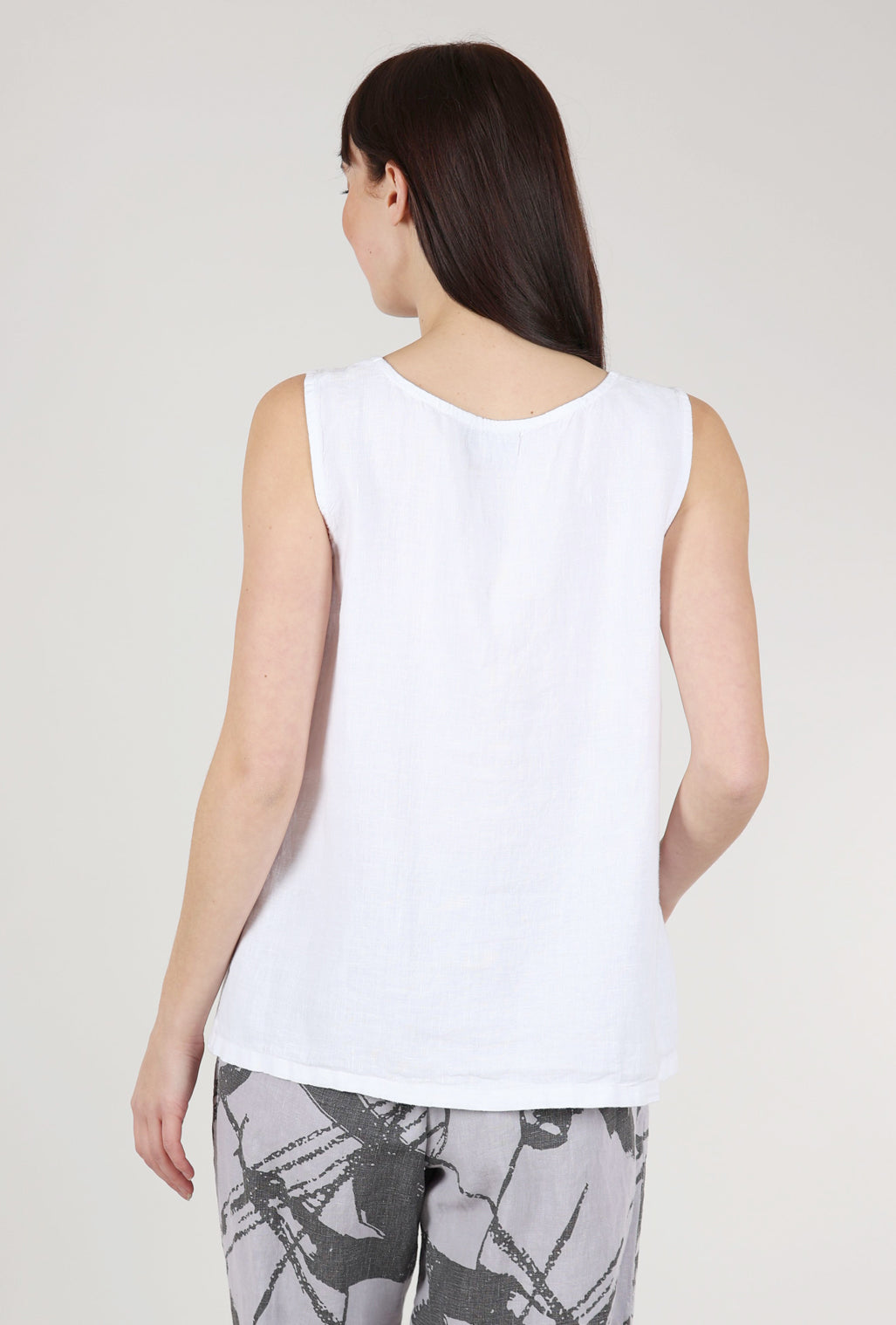 Fenini Boxy Linen Tank, White 