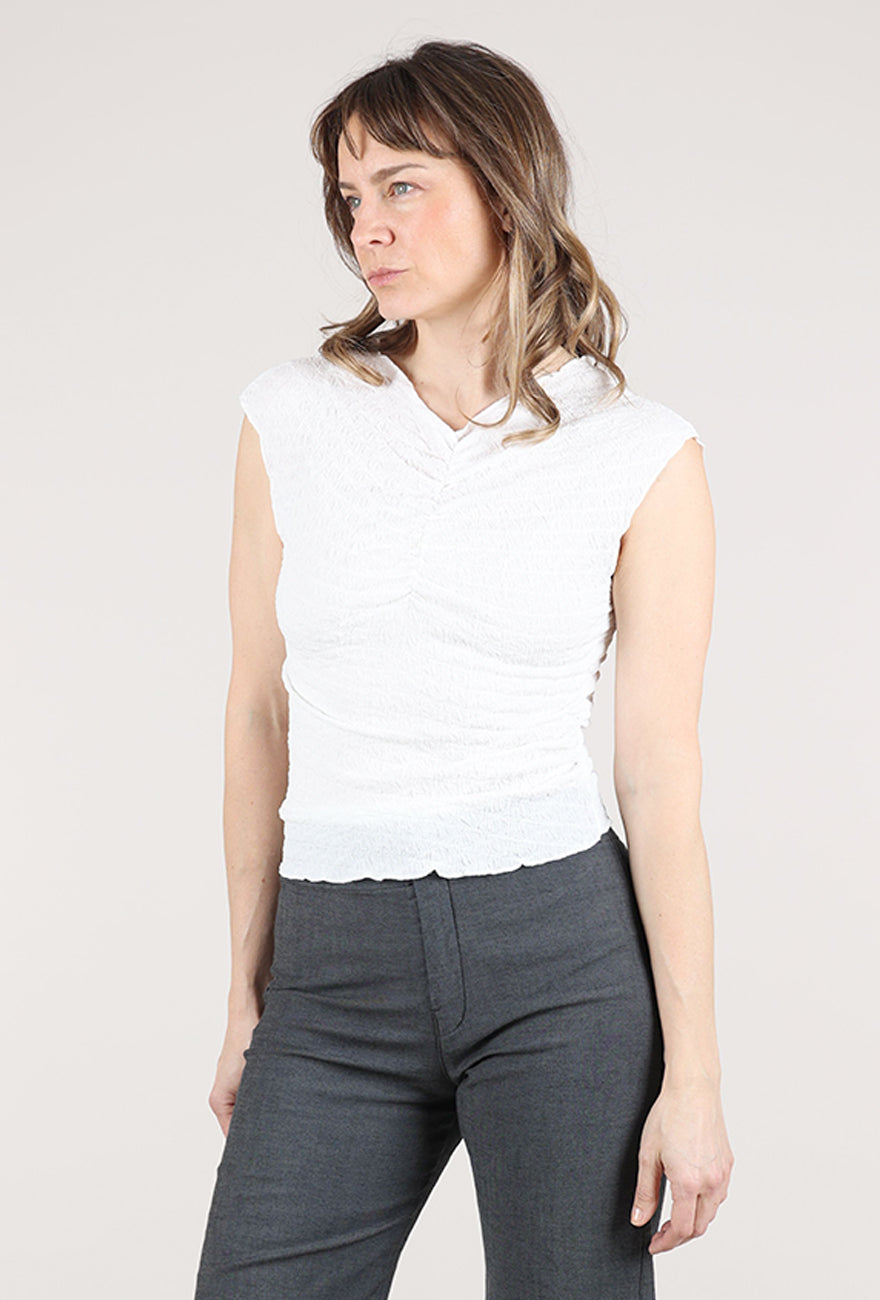 Grade & Gather Textured Shirred Top, Off-White 