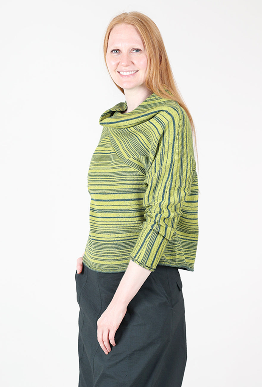 Reverse Stripe Crossbody Cowl, Spruce Angle 2
