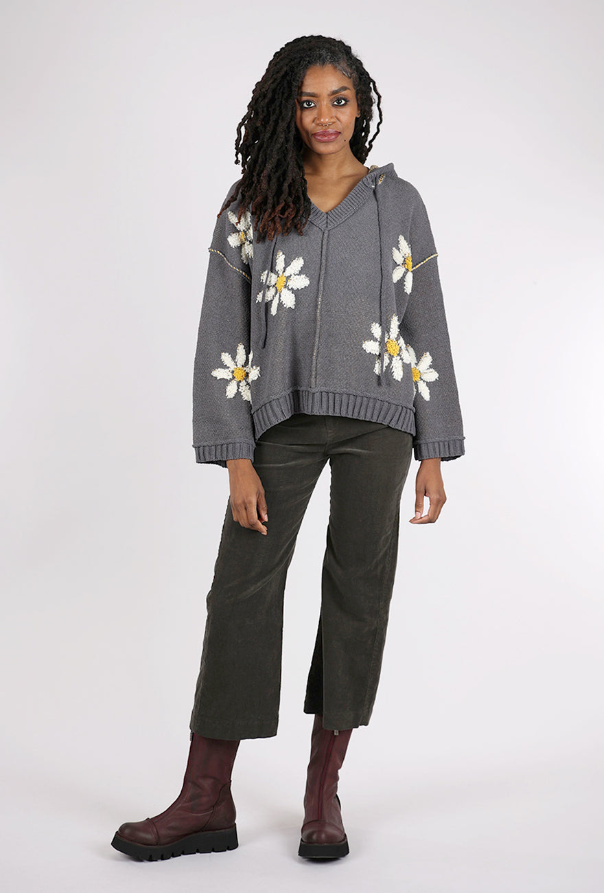 POL Oopsa Daisy Hooded Sweater, Charcoal 