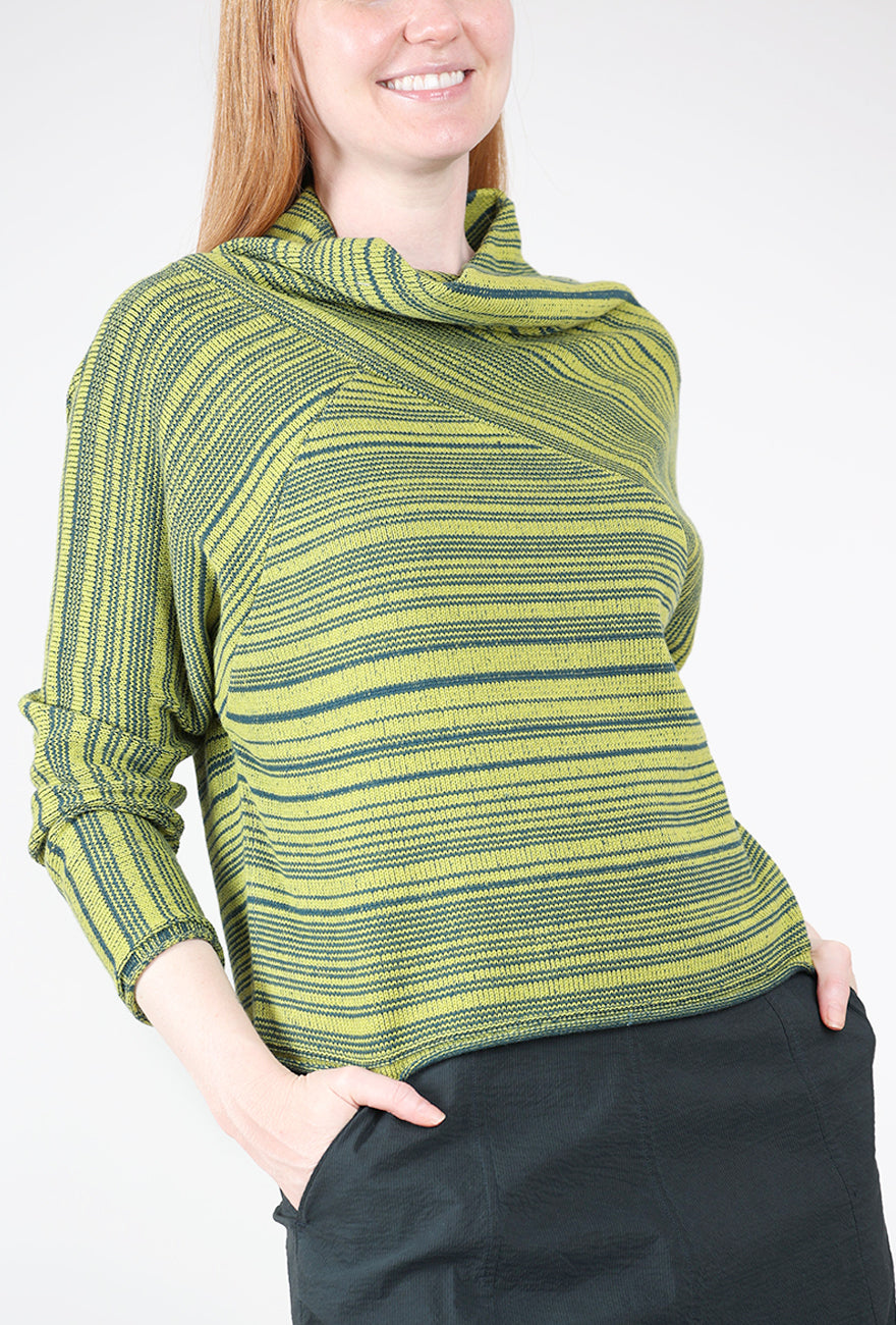 Reverse Stripe Crossbody Cowl, Spruce Angle 4
