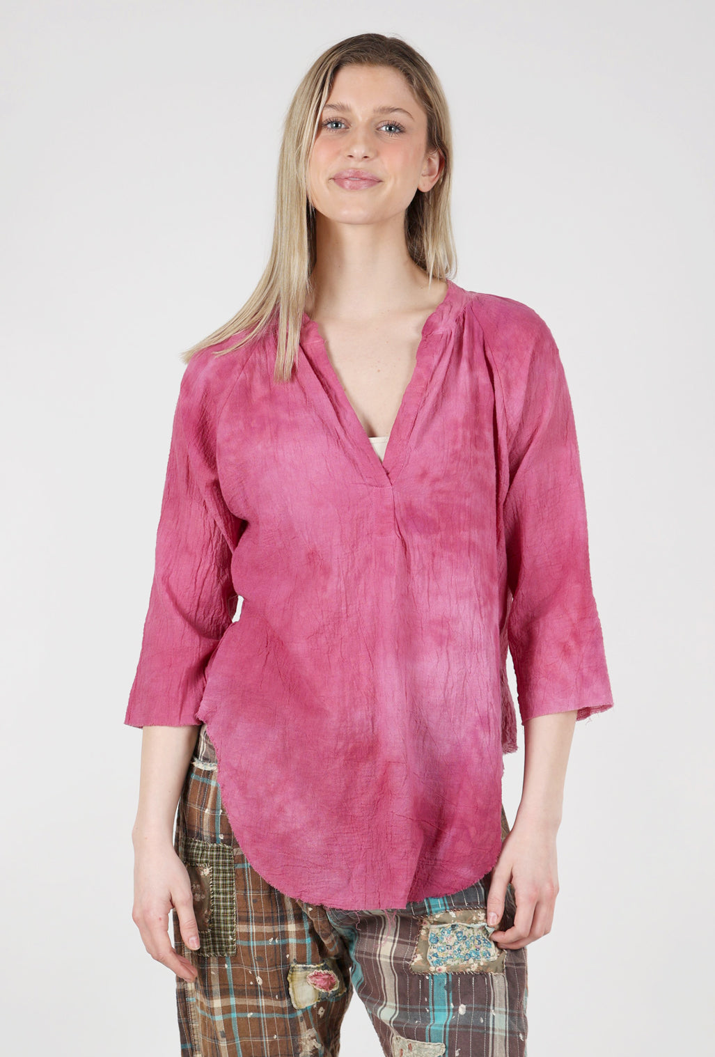 Love Tanjane Hand-Dyed Gauze Blouse, Raisin Wash 