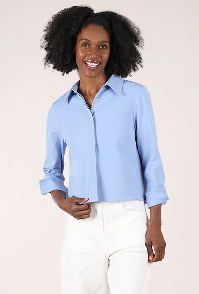 Estelle & Finn Shorter Pleat Back Blouse, Cornflower 