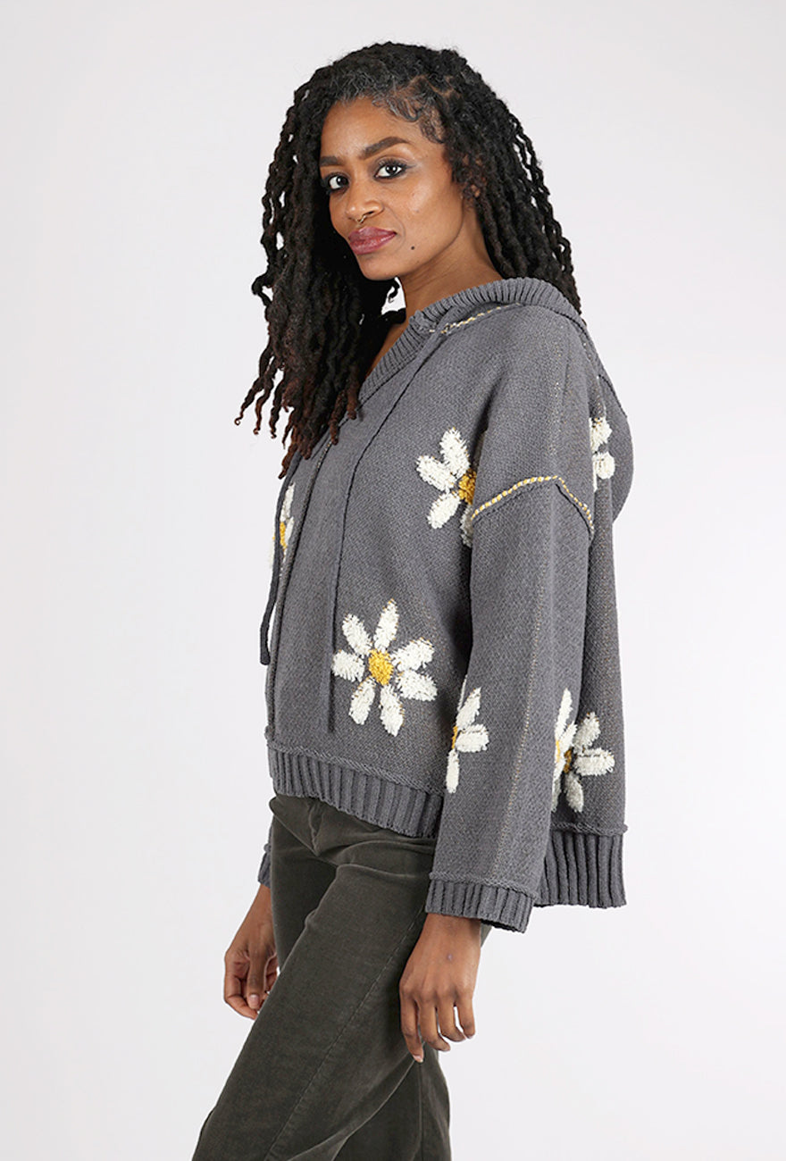 POL Oopsa Daisy Hooded Sweater, Charcoal 