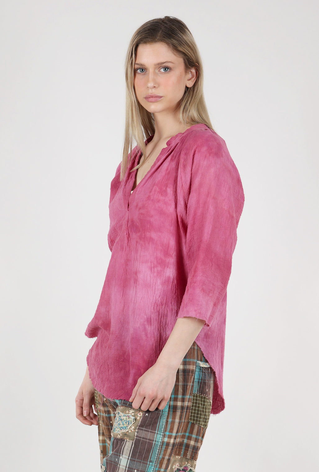 Love Tanjane Hand-Dyed Gauze Blouse, Raisin Wash 