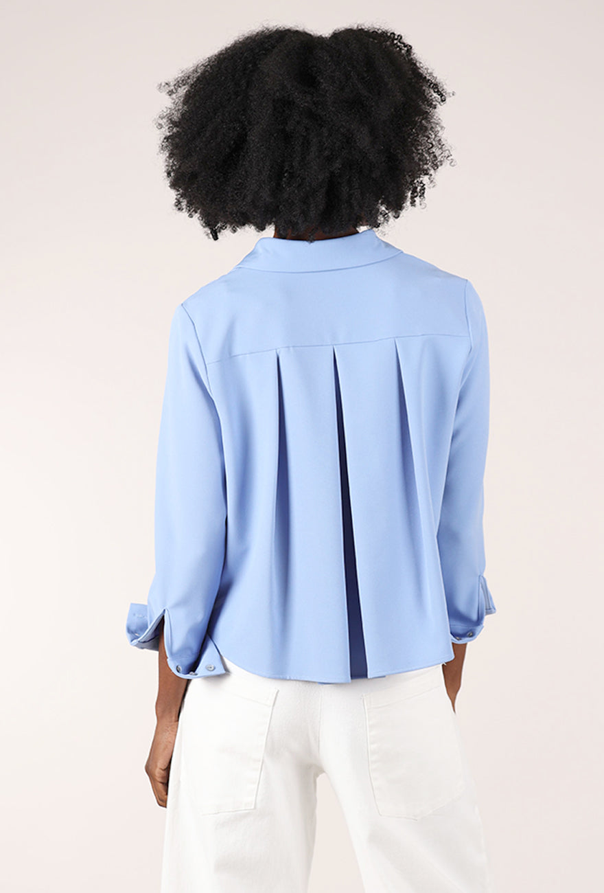 Estelle & Finn Shorter Pleat-Back Blouse, Cornflower 