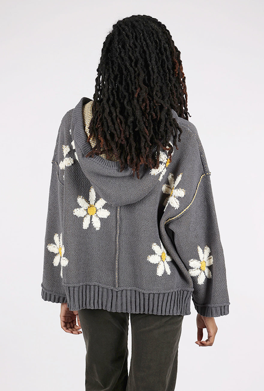 POL Oopsa Daisy Hooded Sweater, Charcoal 