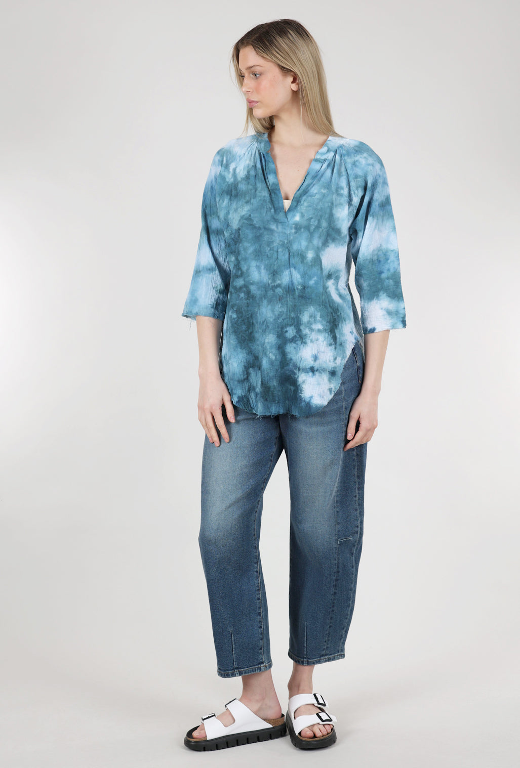 Love Tanjane Hand-Dyed Gauze Blouse, Black Cove 