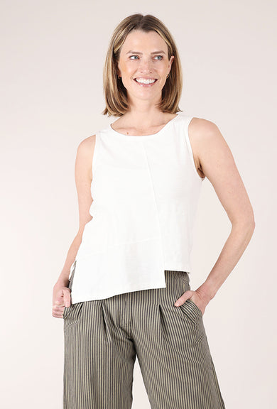 Seamed Shifted Tank, White