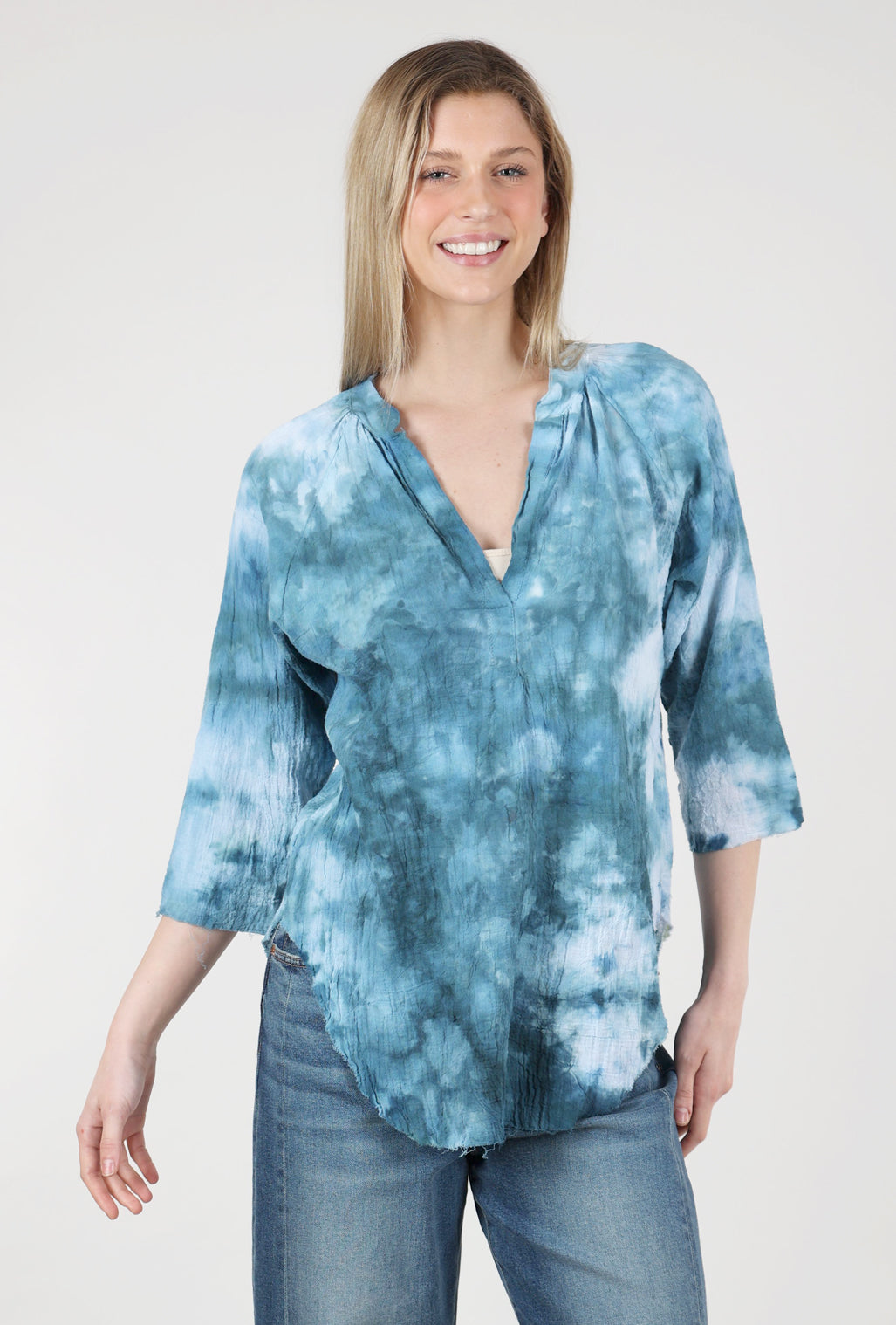 Love Tanjane Hand-Dyed Gauze Blouse, Black Cove 