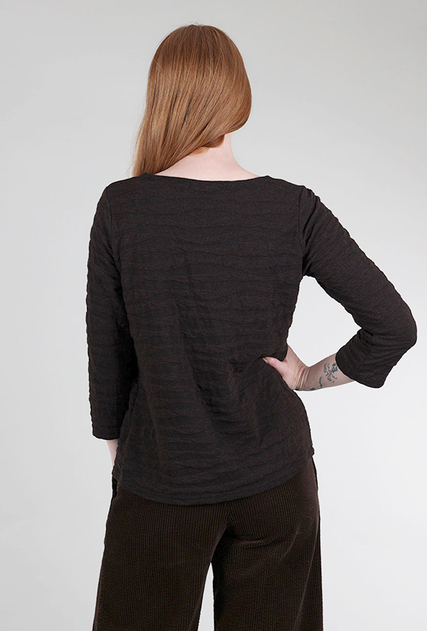 Cut Loose 3/4-Sleeve Texture Boatneck Top, Mahogany 