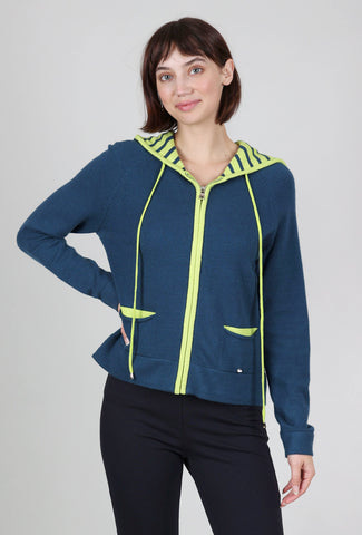 MDM Hooded Zip Sweater, Teal 