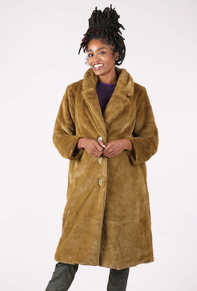Olivia by Habitat Faux Fur Star Struck Car Coat, Nutria 