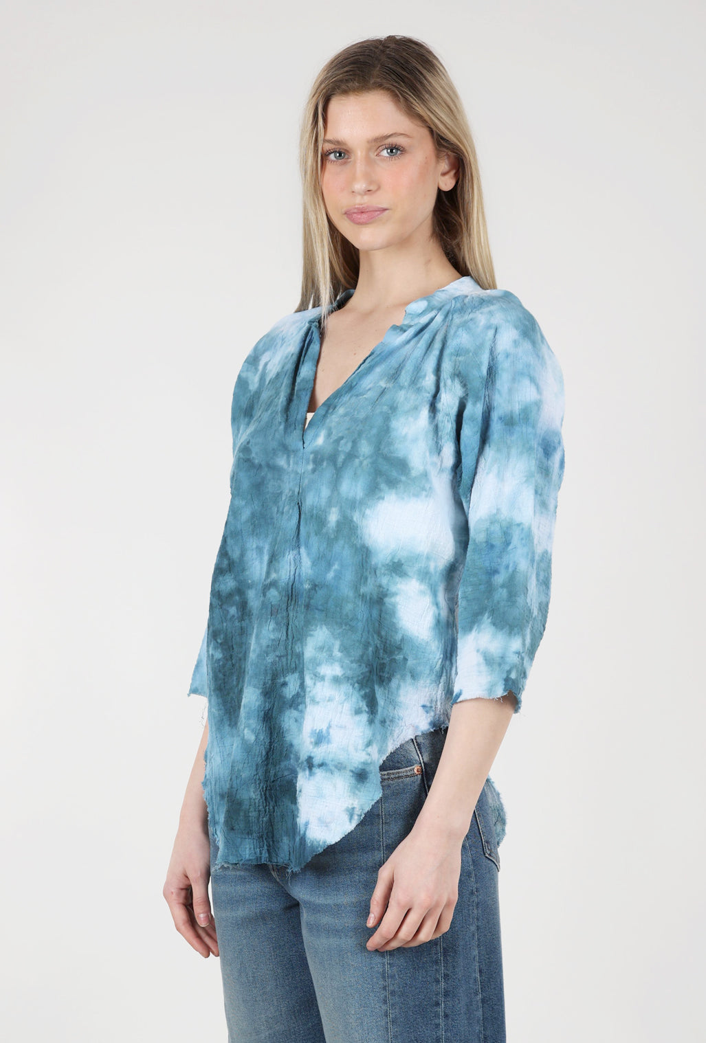 Love Tanjane Hand-Dyed Gauze Blouse, Black Cove 