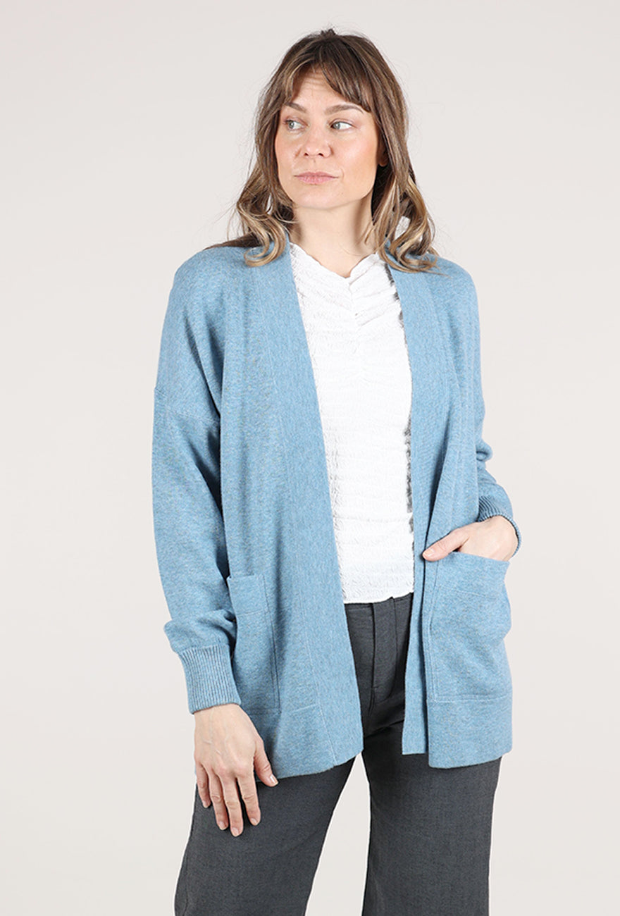 Kinross Cashmere Easy Travel Cardie, Denim 