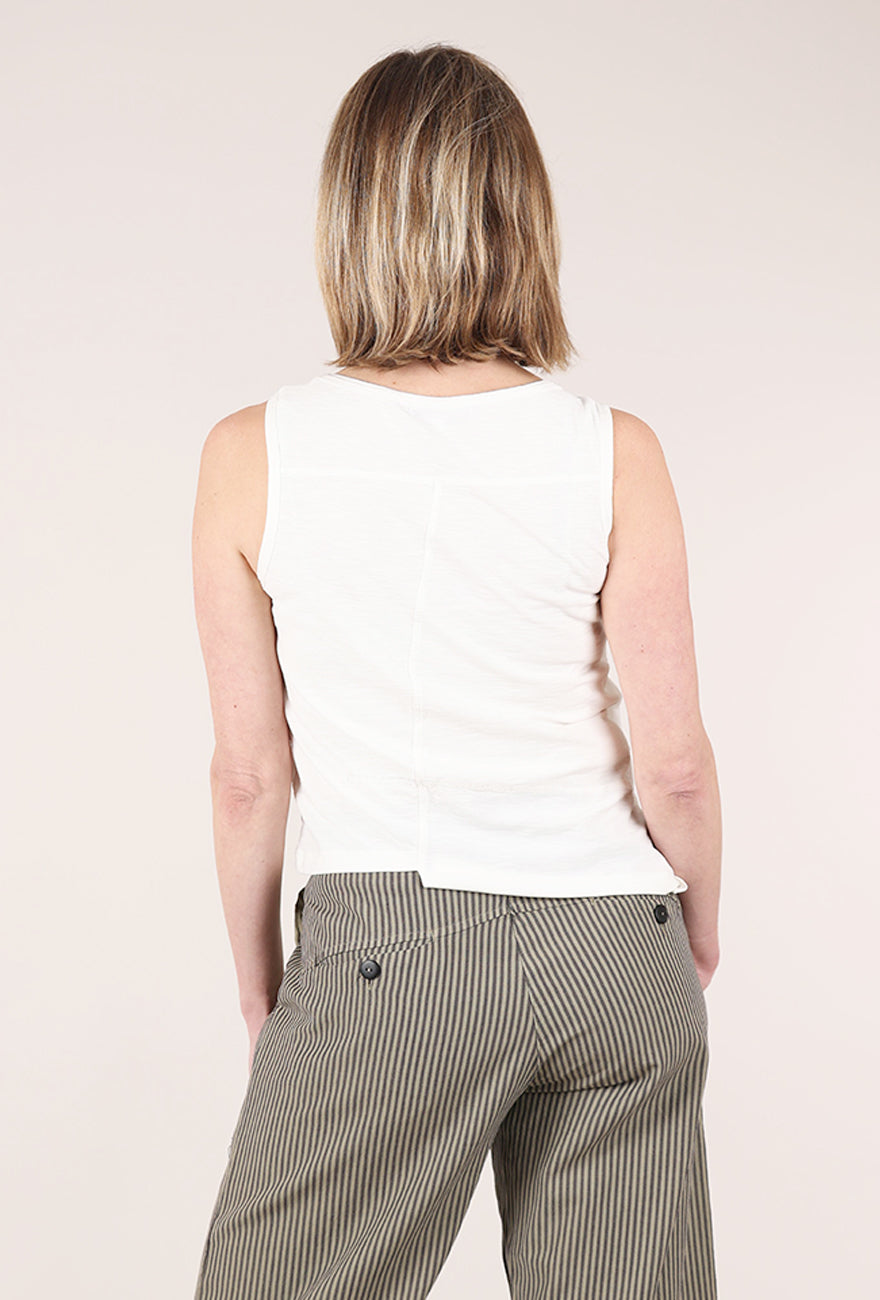 Seamed Shifted Tank, White