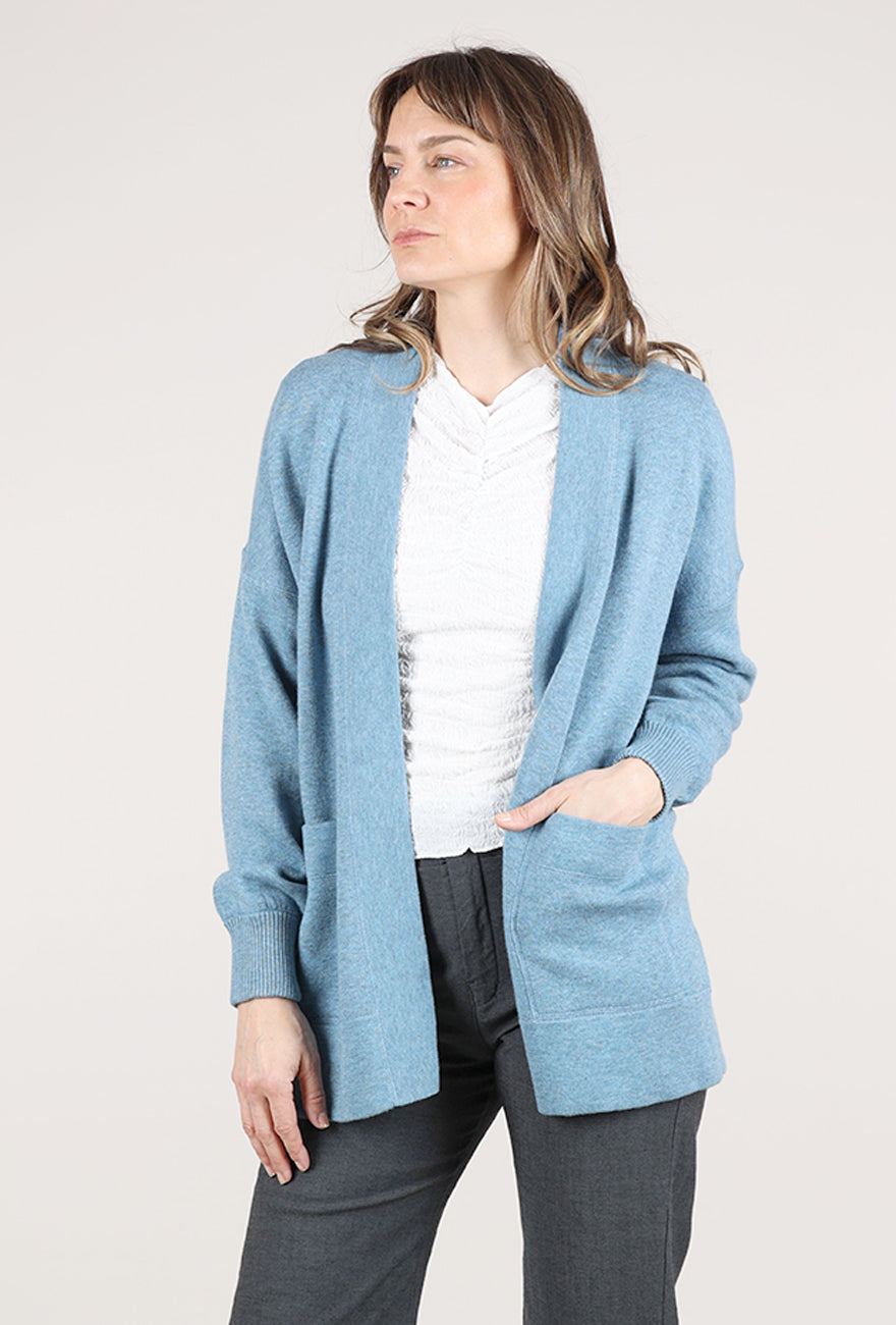 Kinross Cashmere Easy Travel Cardie, Denim 