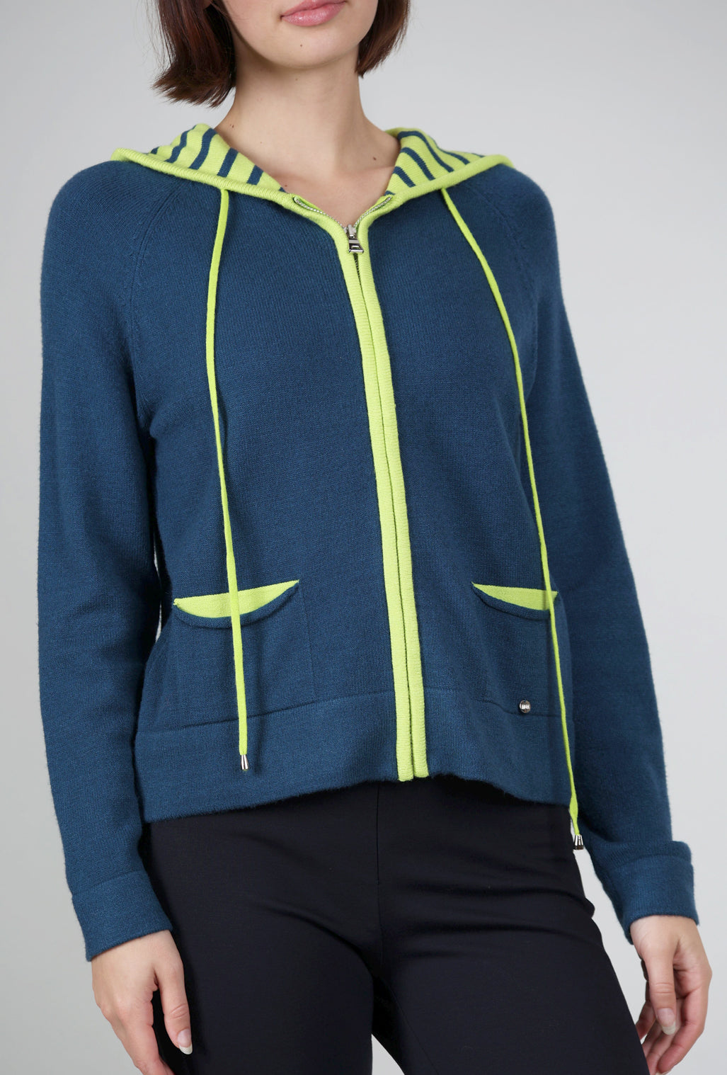 MDM Hooded Zip Sweater, Teal 