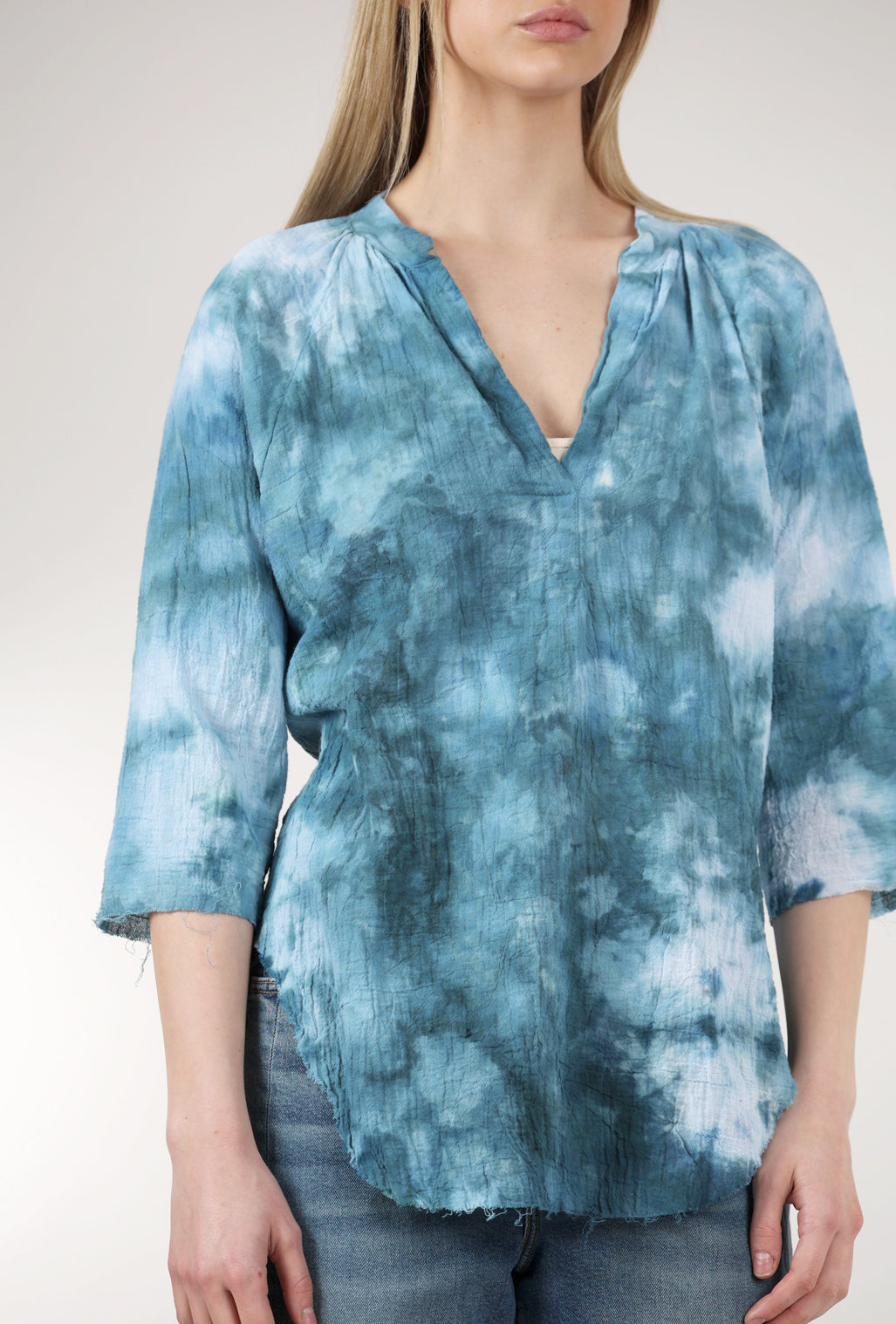 Love Tanjane Hand-Dyed Gauze Blouse, Black Cove 