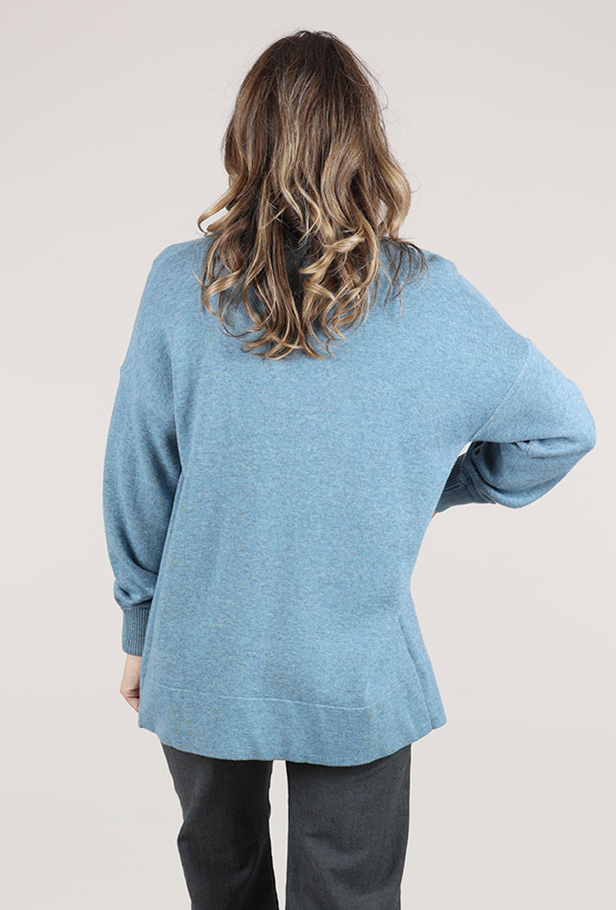 Kinross Cashmere Easy Travel Cardie, Denim 