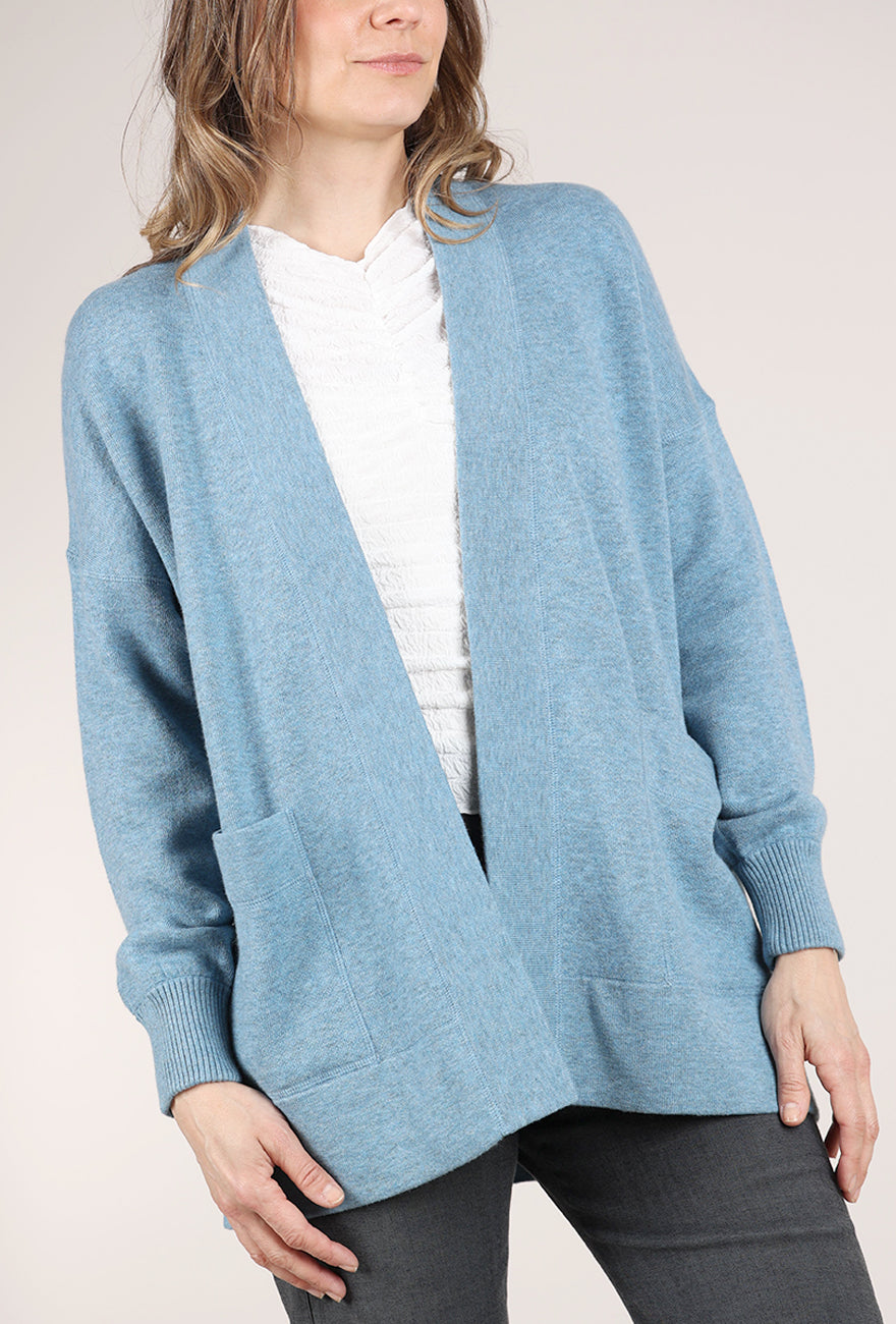Kinross Cashmere Easy Travel Cardie, Denim 