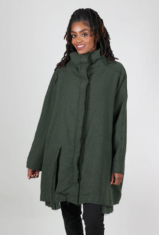 Rundholz Tattered Wool Car Coat, Camp Green 