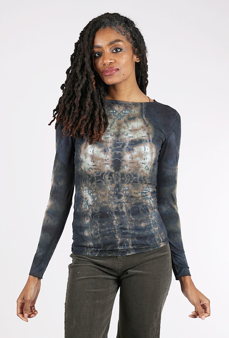 AMB Designs Raw Edge Second Skin Top, Hidden Marble/Charcoal One Size Charcoal