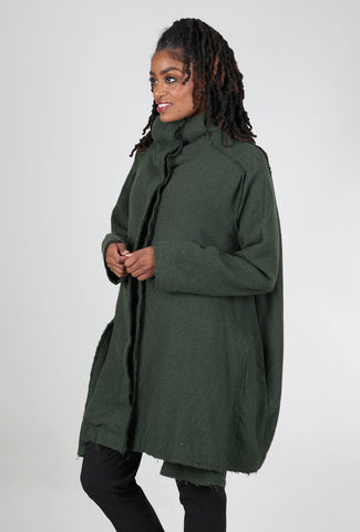 Rundholz Tattered Wool Car Coat, Camp Green 