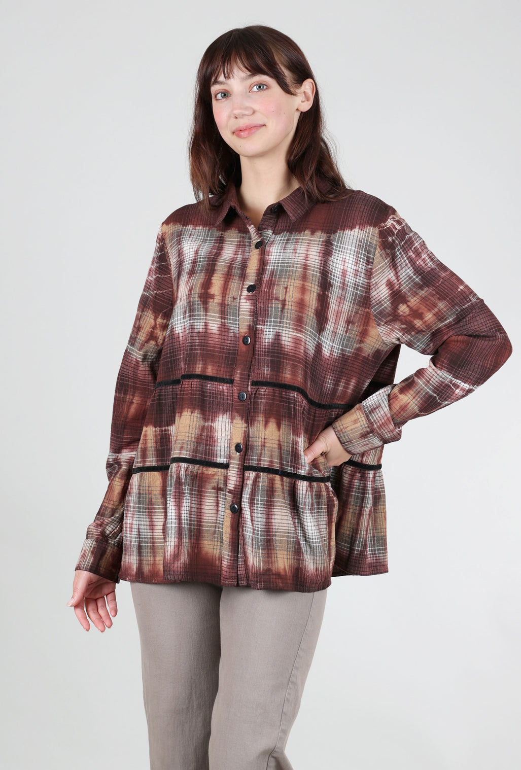 Tulip Alicia Flannel Top, Bonnybridge Maroon 