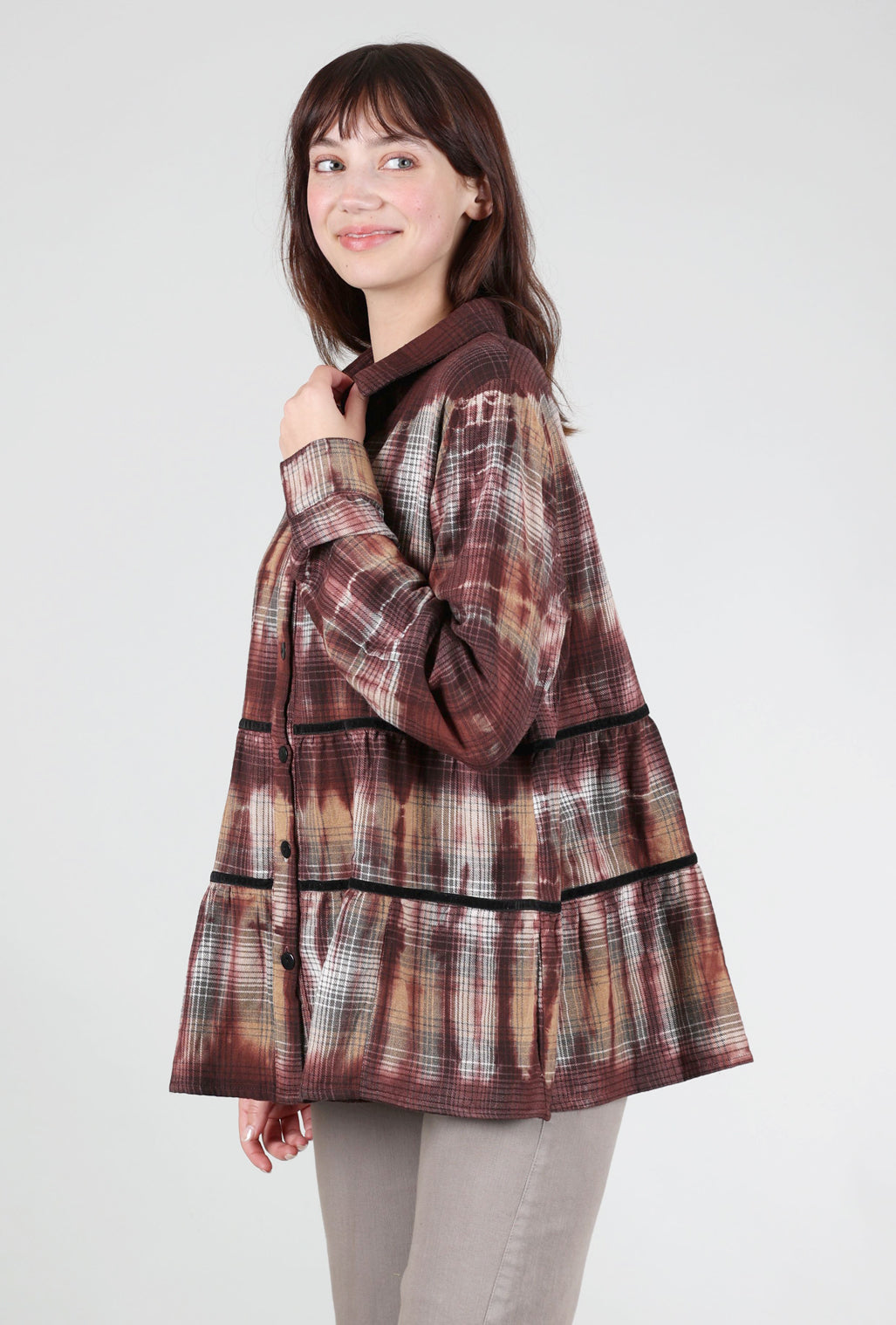 Tulip Alicia Flannel Top, Bonnybridge Maroon 