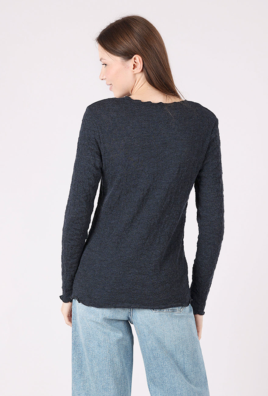 By Basics Bubble Wool Round Neck Pullover, Midnight Melange 